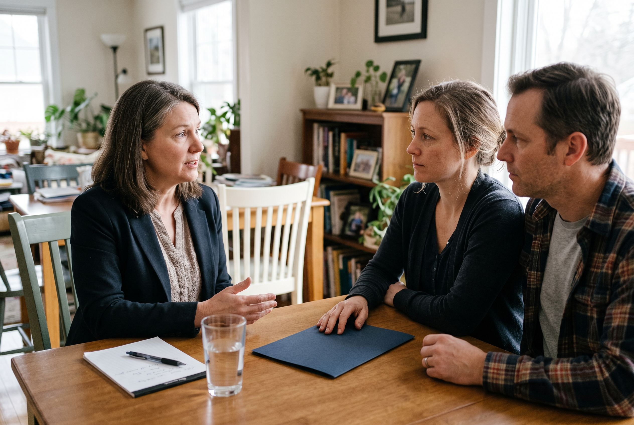 People discussing coverage options with a benefits advisor