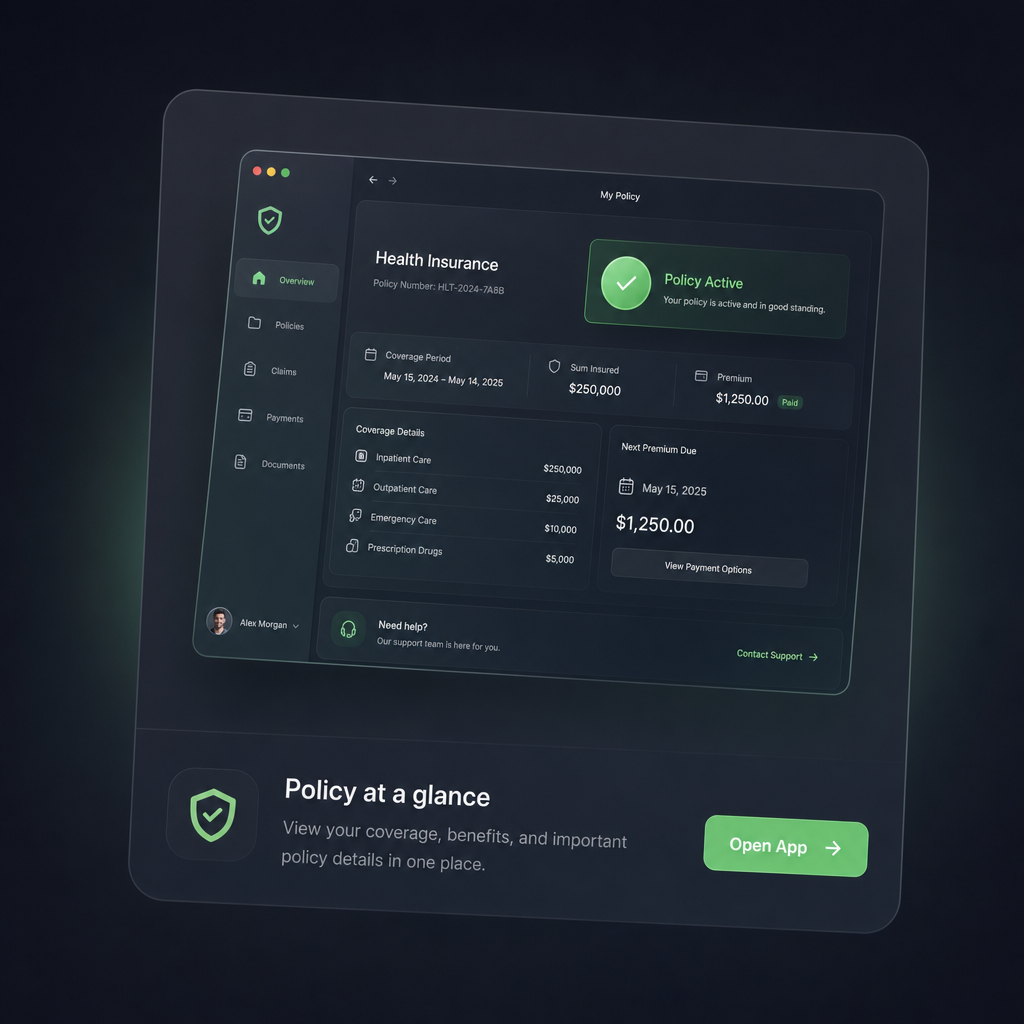 Illustrative insurance solutions interface concept