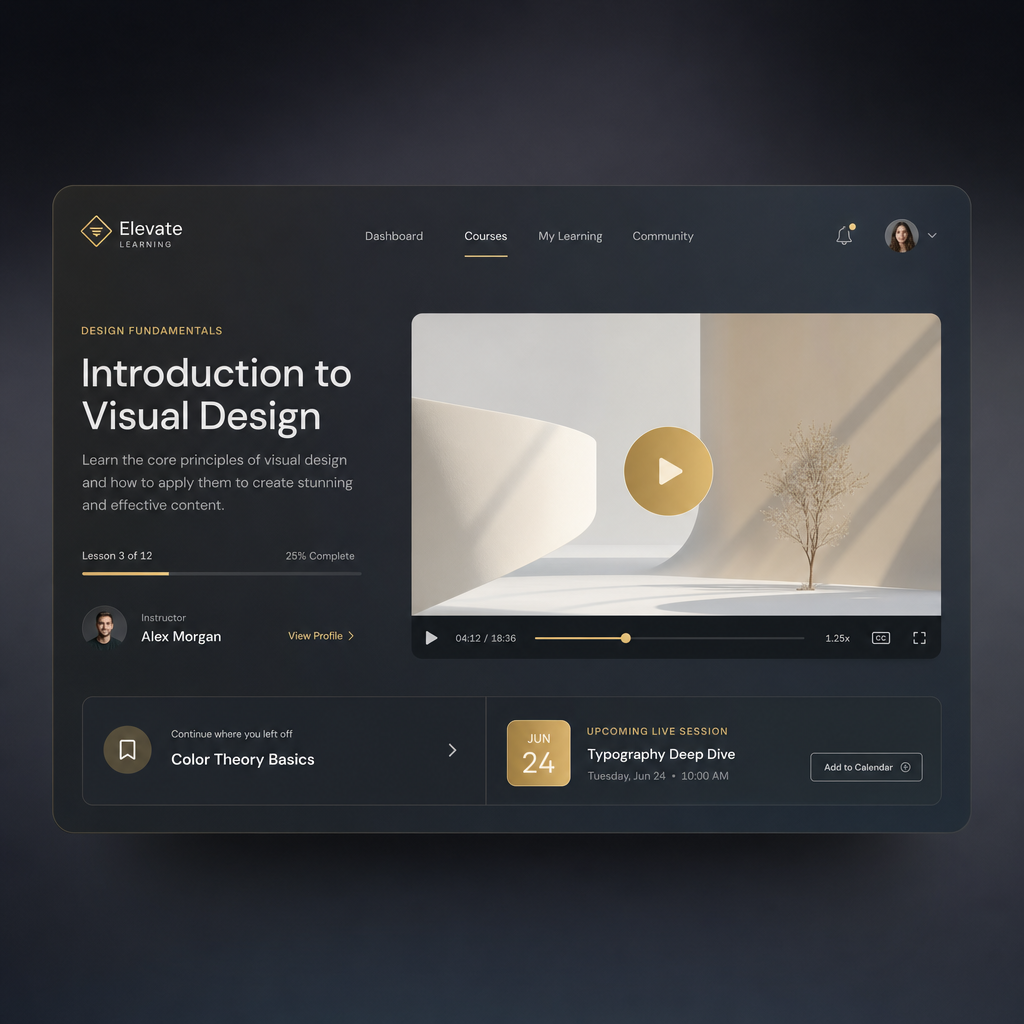 Illustrative educational webinars interface concept